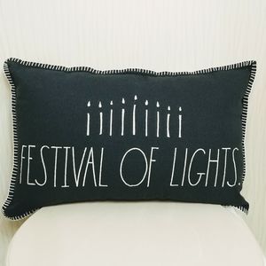 Rae Dunn Festival of Lights Hanukkah Pillow blue